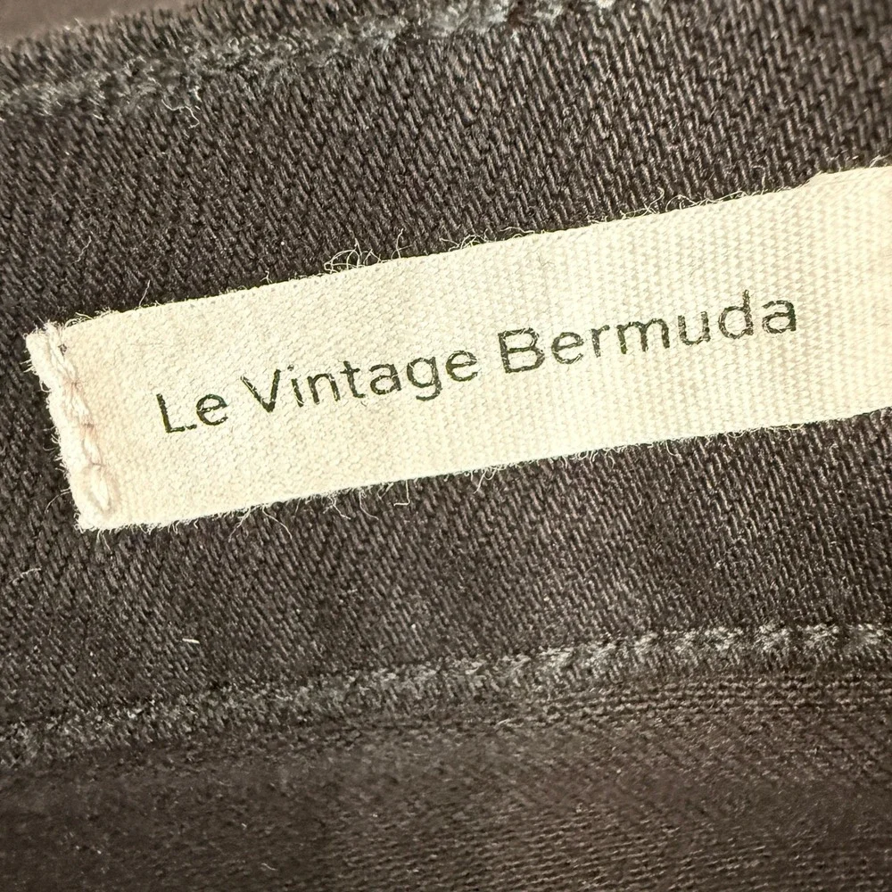 Frame Le Vintage Bermuda Womens 30 Pre-Owned Shorts Black Raw Hem Denim Stretch